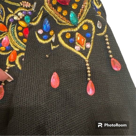 VTG Lindsey Blake Petites Black Bejewelled Embellished Sweater Size S - Picture 11 of 11